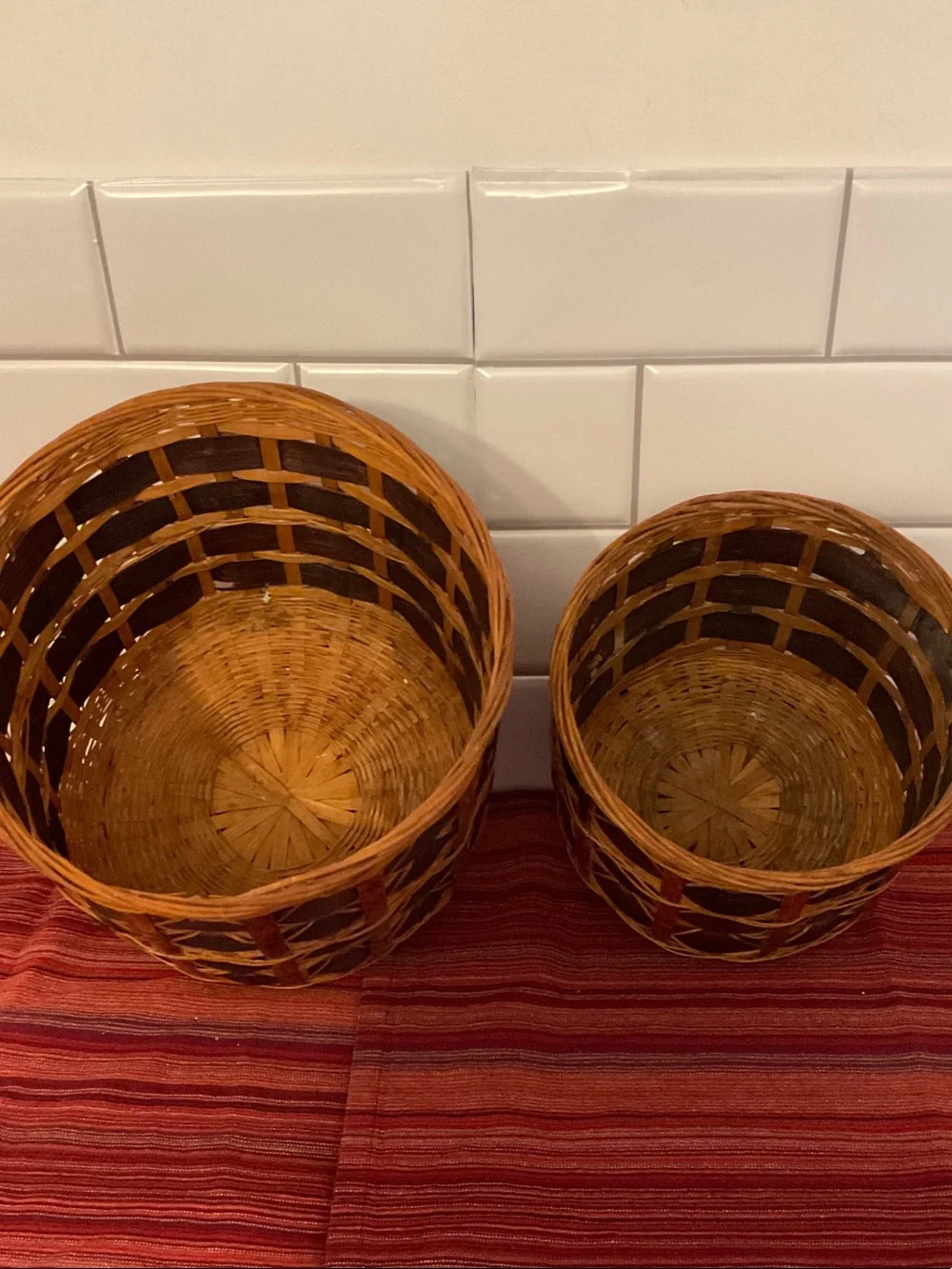 Handwoven Wicker Basket Set Natural Brown Planter Storage Boho Rustic Farmhouse